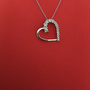 Sterling Silver Heart Pendant With Diamonds